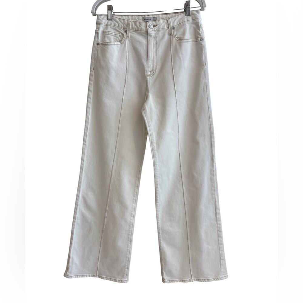 SIMKHAI Wide Leg Jean with detailed stitching